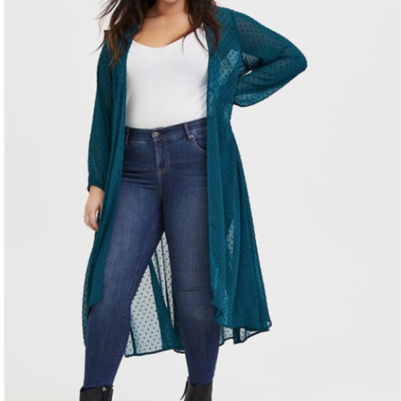 torrid Tops - NWT! Torrid Teal Swiss Dot Kimono/Duster